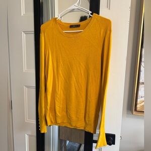 Yellow Zara Sweater with Pearl Sleeves